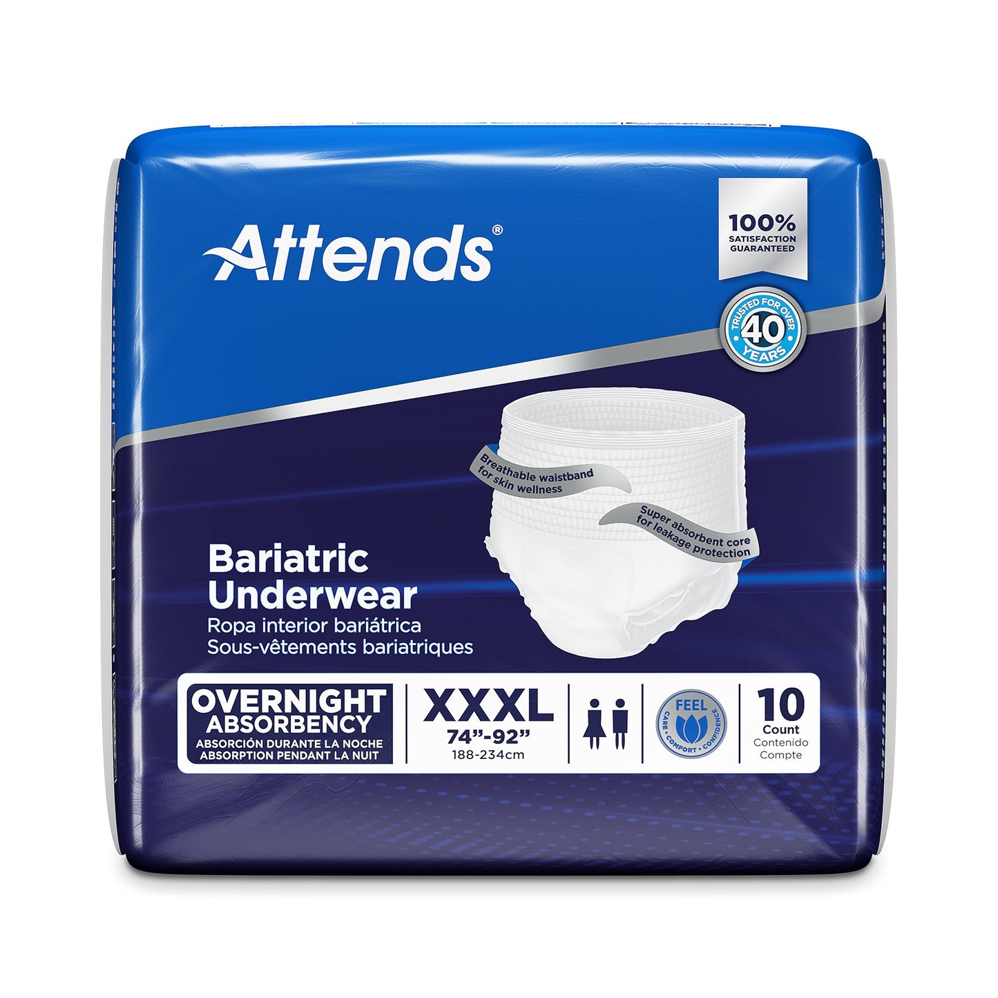 Attends® Bariatric Unisex Adult Absorbent Underwear Pull On with Tear Away Seams 3X-Large Disposable Heavy Absorbency (1184056_CS)
