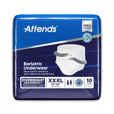 Attends® Bariatric Unisex Adult Absorbent Underwear Pull On with Tear Away Seams 3X-Large Disposable Heavy Absorbency (1184056_CS)