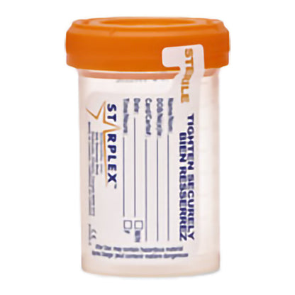 LeakBuster™ Specimen Container 48 mm Opening 90 mL (3 oz.) Screw Cap Patient Information OR Sterile (1028558_CS)