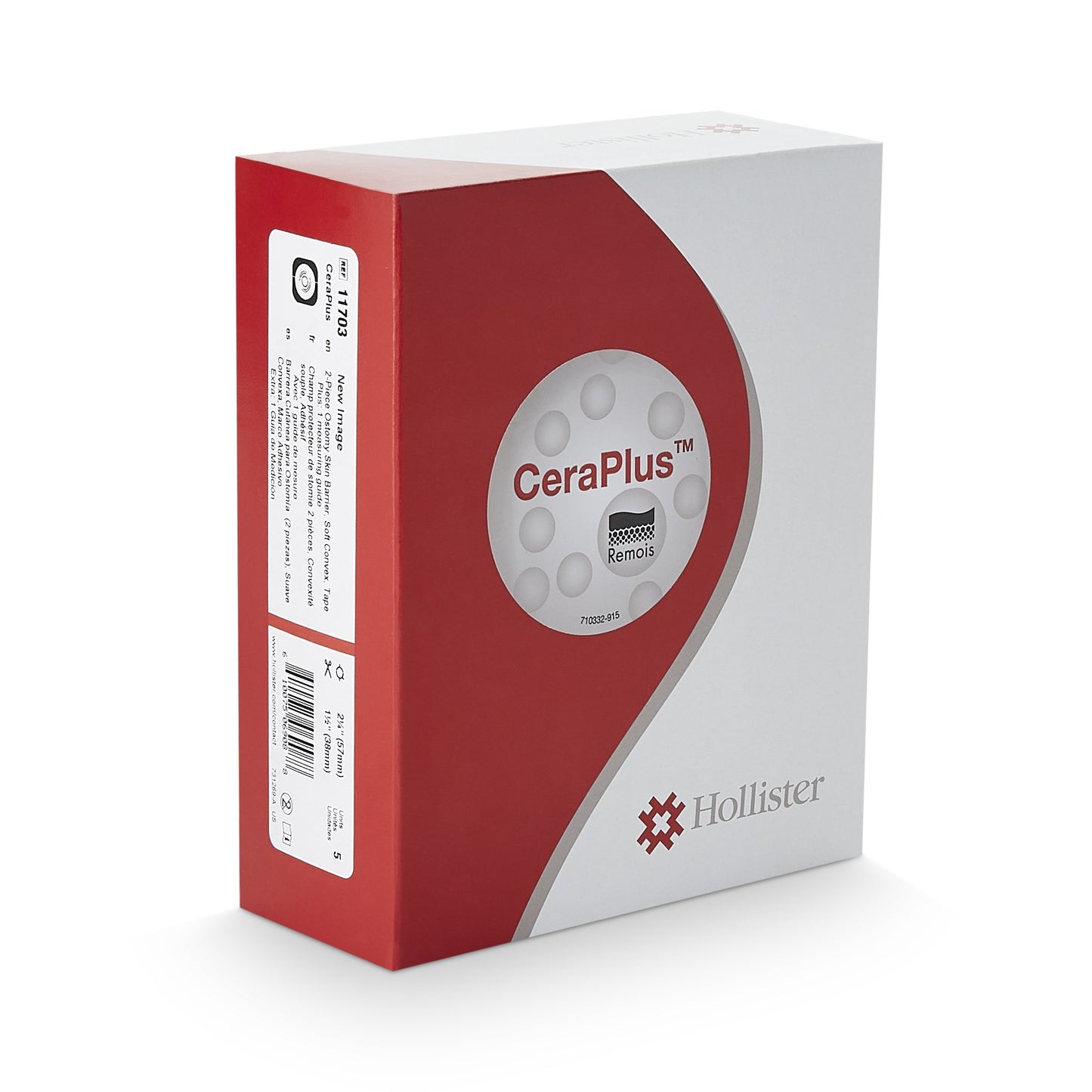 New Image™ CeraPlus™ Ostomy Barrier Trim to Fit, Extended Wear Adhesive Tape Borders 57 mm Flange Red Code System Up to 1-1/2 Inch Opening (1158424_EA)