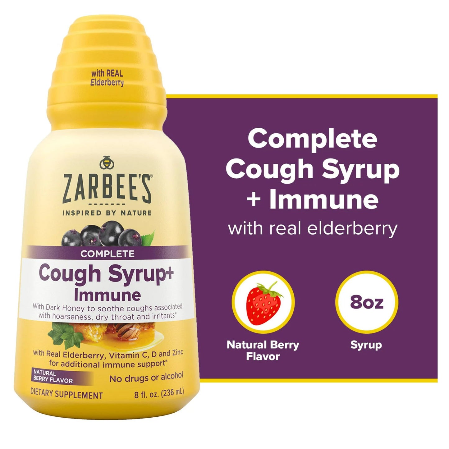Zarbee's® Cough + Immune Cold and Cough Relief 11 g Strength Syrup 8 oz. (1228868_EA)