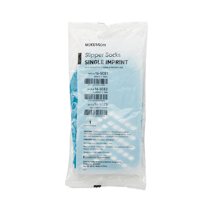McKesson Slipper Socks Unisex Adult Large Single Tread Single Patient Use Teal (1038459_CS)