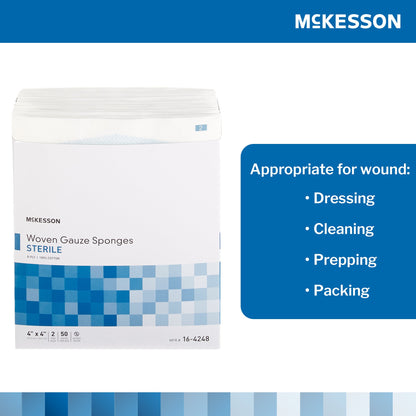McKesson Gauze Sponge 4 X 4 Inch 8-Ply Sterile 2 per Pack (762704_BX)