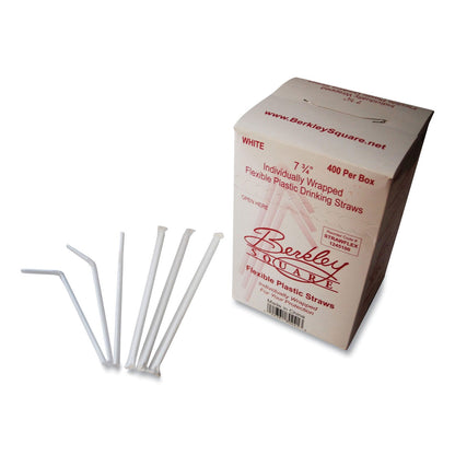 Berkley Square Individually Wrapped Straws, 7.75", Polypropylene, White, 400/Box (BSQ1245100)