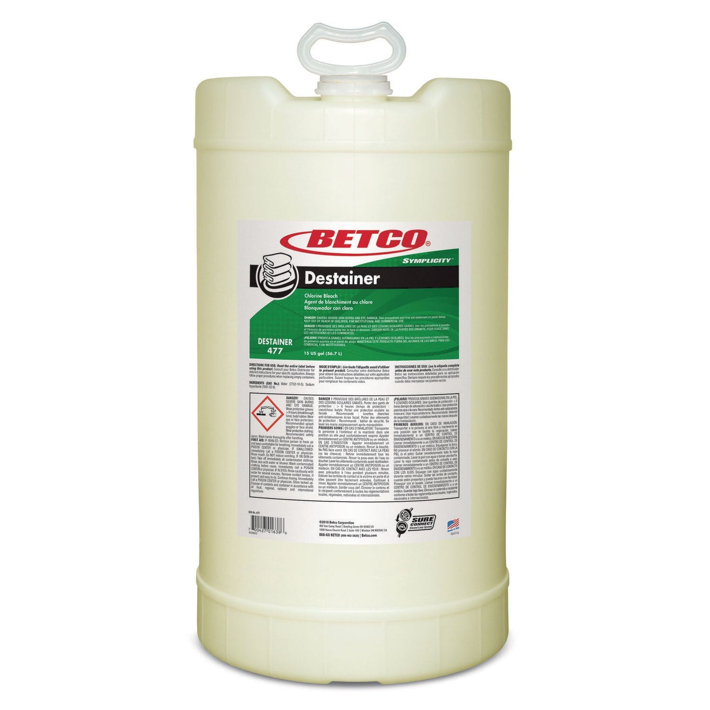 Betco Symplicity Destainer, 15 gal Drum (BET4777700)