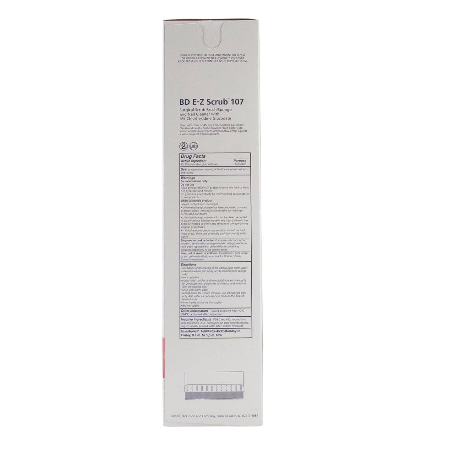 BD E-Z Scrub™ Impregnated Scrub Brush Polyethylene Bristles / Sponge Red (436489_BX)