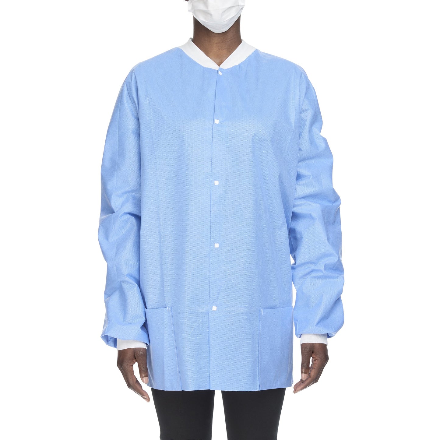 O&M Halyard Inc Lab Jacket Blue X-Large Hip Length 3-Layer SMS Disposable (130627_CS)