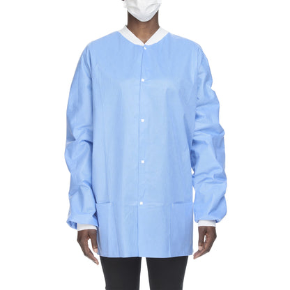 O&M Halyard Inc Lab Jacket Blue X-Large Hip Length 3-Layer SMS Disposable (130627_CS)