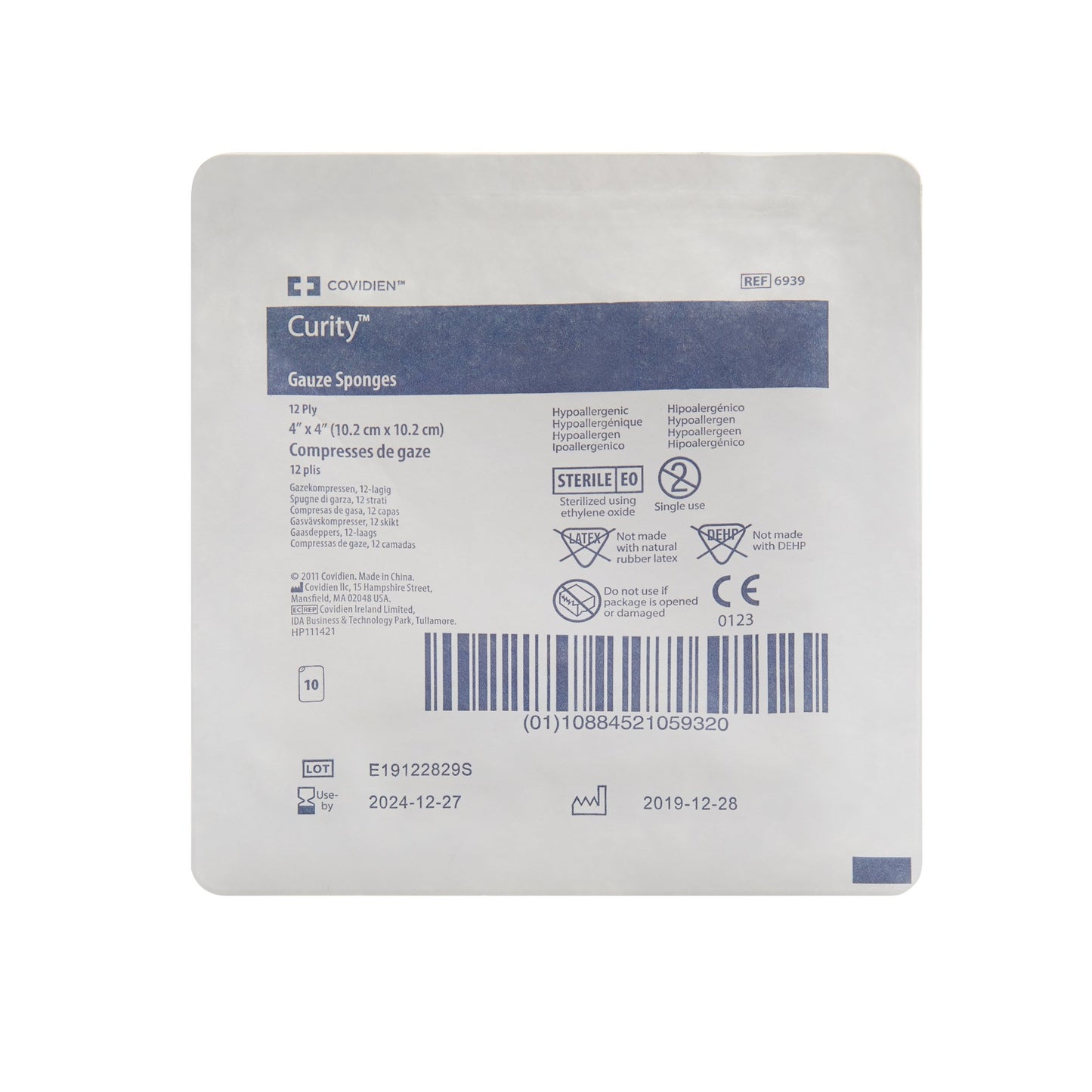 Curity™ Gauze Sponge 4 X 4 Inch 12-Ply Sterile 10 per Tray (401593_CS)