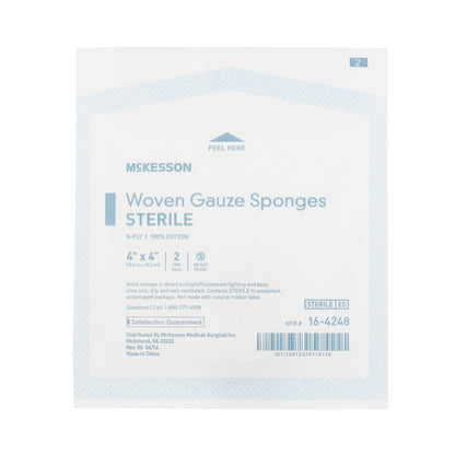 McKesson Gauze Sponge 4 X 4 Inch 8-Ply Sterile 2 per Pack (762704_CS)