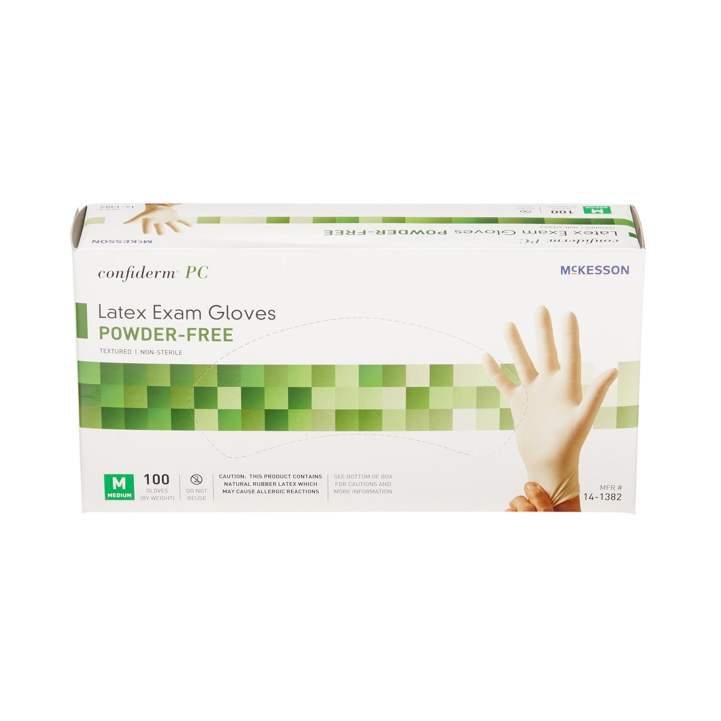 McKesson Confiderm® Exam Glove Medium NonSterile Latex Standard Cuff Length Fully Textured Ivory Not Rated (921598_CS)