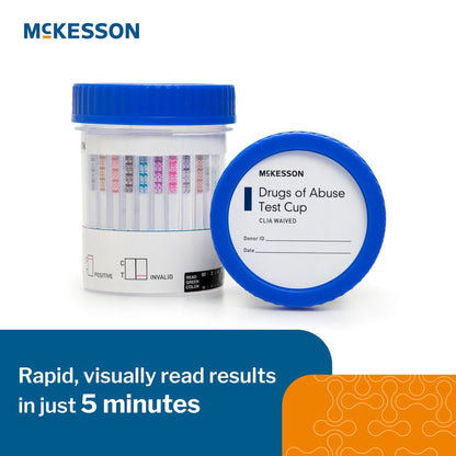 McKesson Drugs of Abuse Test Kit AMP, BAR, BZO, COC, mAMP/MET, MDMA, MOP300, MTD, OXY, PCP, TCA, THC (OX, pH, SG) 25 Tests CLIA Waived (1101520_CS)