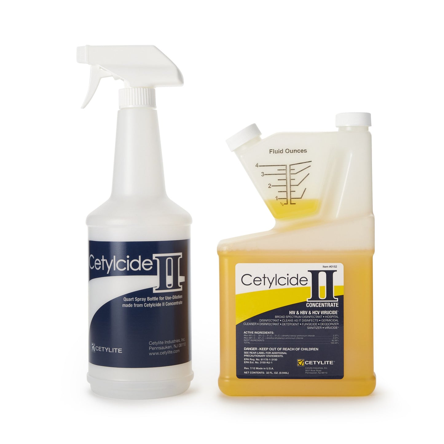 Cetylcide-II® Surface Disinfectant Quaternary Based Manual Pour Liquid Concentrate 32 oz. Bottle Lemon Scent NonSterile (929226_CS)