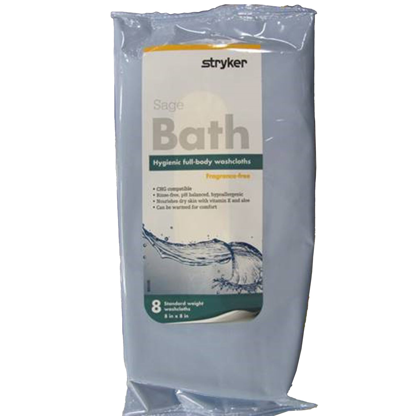 Sage Bath Rinse-Free Bath Wipe Soft Pack Unscented 8 Count (502485_CS)