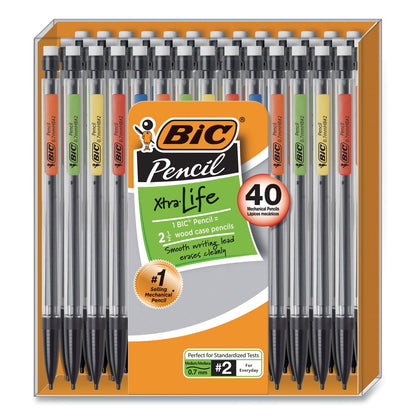 BIC Xtra Smooth Mechanical Pencil, 0.7 mm, HB  (#2), Black Lead, Clear Barrel, 40/Pack (BICMPP40MJBLK)