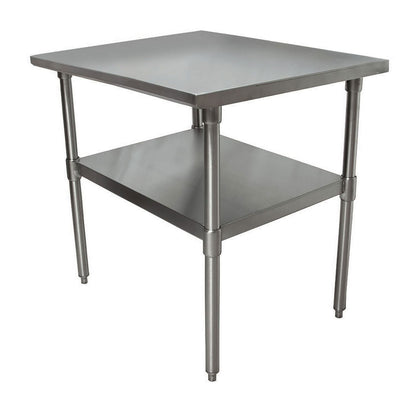 BK Resources Stainless Steel Flat Top Work Tables, 24w x 24d x 36h, Silver, 2/Pallet (BKE2VT2424)