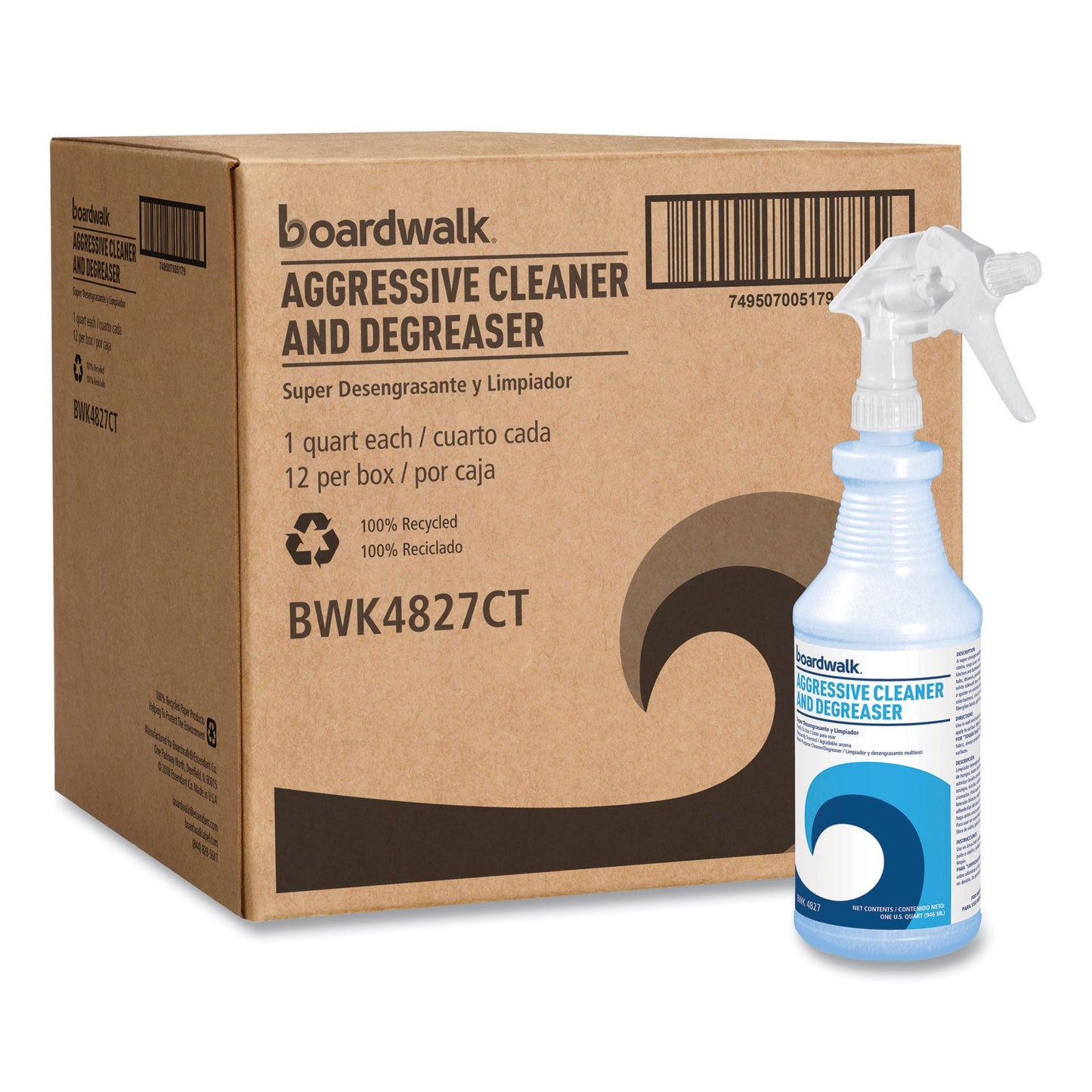 Boardwalk Aggressive Cleaner and Degreaser, Lemon Scent, 32 oz Bottle, 12/Carton (BWK4827)