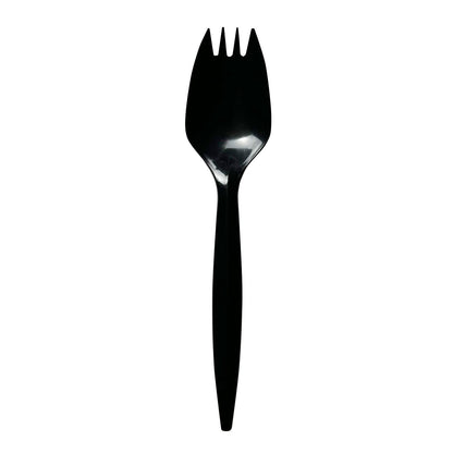 Boardwalk Mediumweight Polypropylene Cutlery, Spork, Black, 1,000/Carton (BWKSPORKBLPP)
