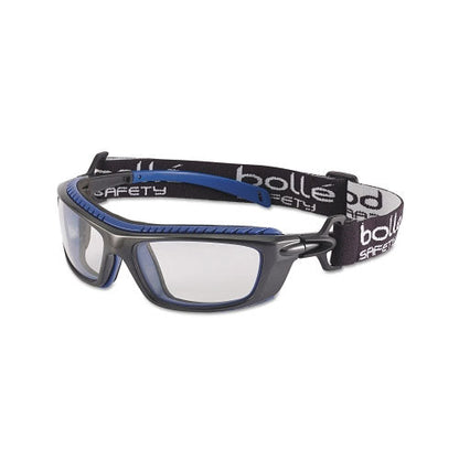 Bolle Baxter Series Safety Glasses, Clear Lens, Platinum Anti-Fog, Anti-Scratch, Black/Blue Frame (286-40276)