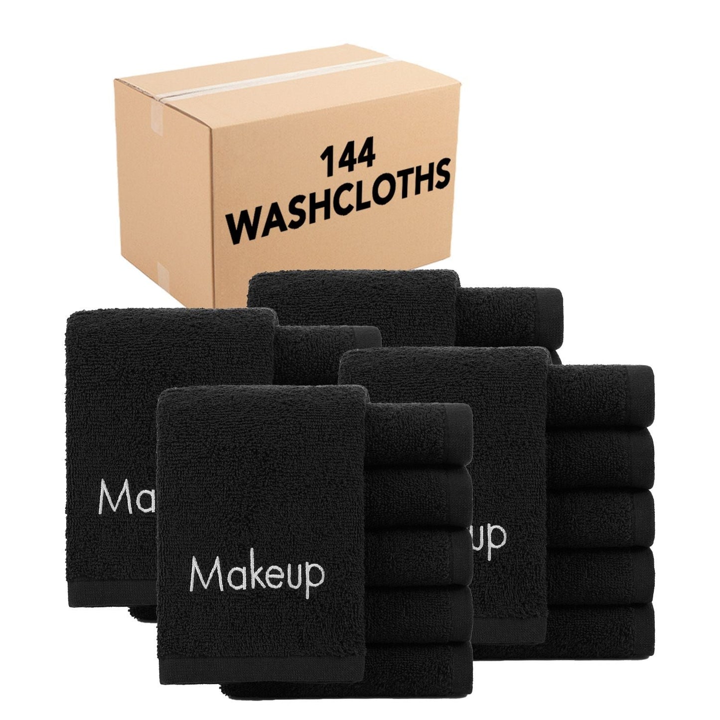Hospeco® Cotton Makeup Washcloth 13x13 Black, Pack of 6 (HOSMAKEUP-13X13)