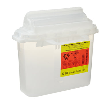 BD™ Sharps Container Translucent White Base 12 H X 12 W X 4-4/5 D Inch Horizontal Entry 1.35 Gallon (367439_CS)