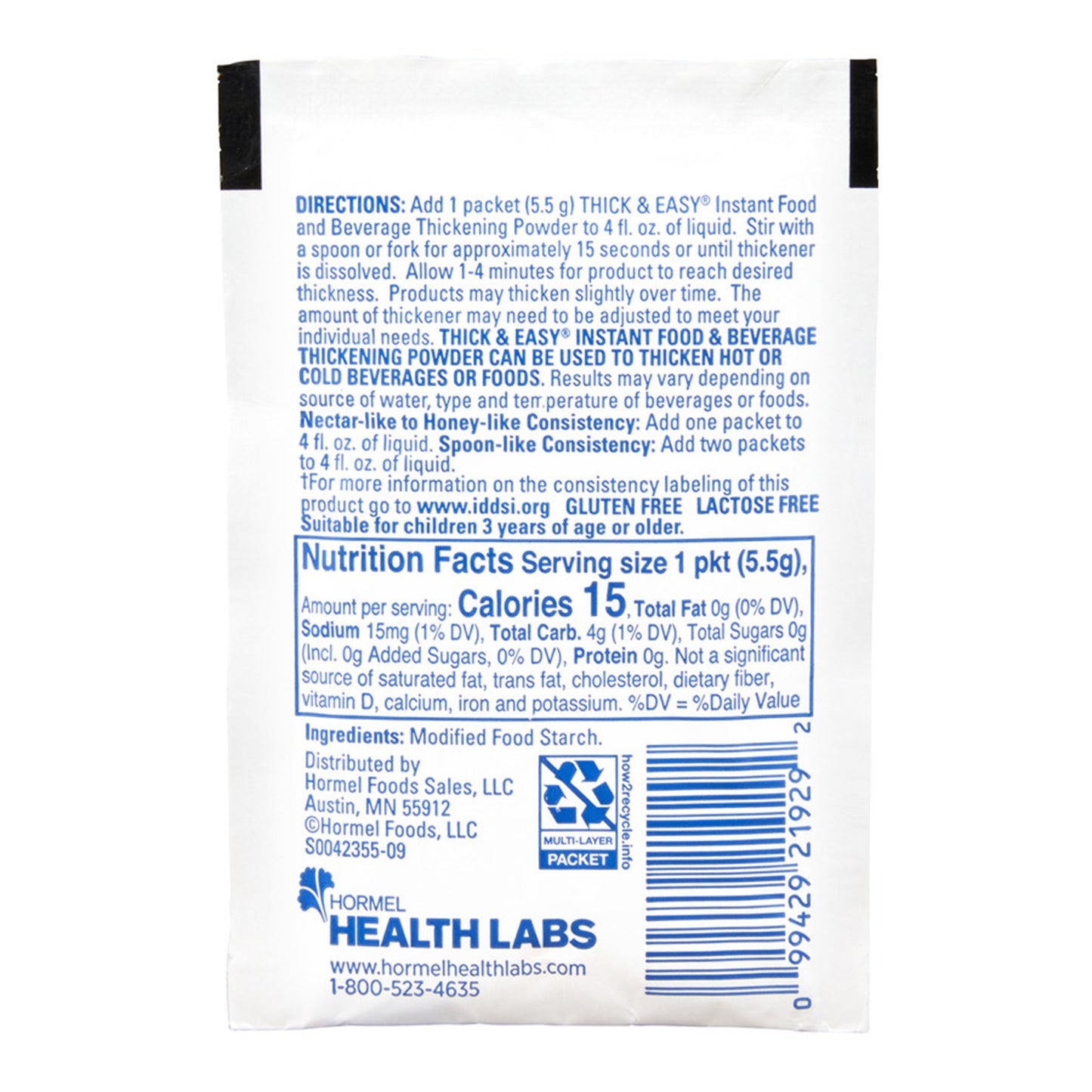Thick & Easy® Food and Beverage Thickener 5.5 Gram Individual Packet Unflavored Powder IDDSI Level 2 Mildly Thick (781468_CS)