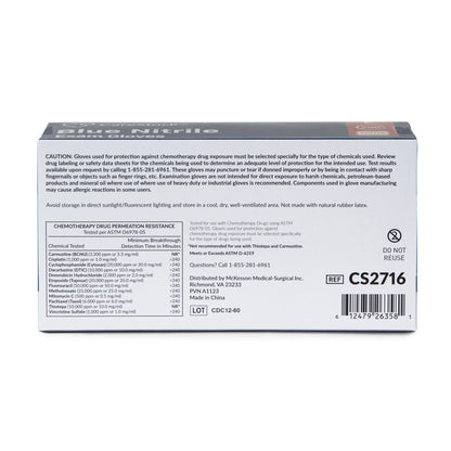CareStock™ Exam Glove Large NonSterile Nitrile Standard Cuff Length Textured Fingertips Blue Chemo Tested (1230898_CS)