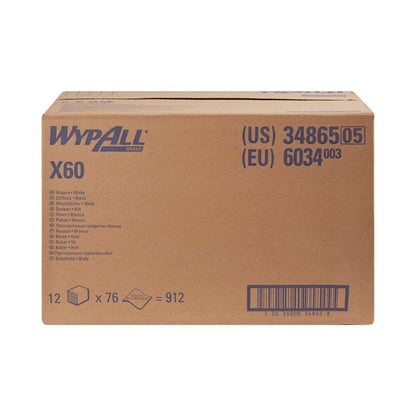 WypAll® X60 Task Wipe Light Duty 76 Count Poly Pack 12 X 12-1/2 Inch NonSterile Reusable (449763_CS)