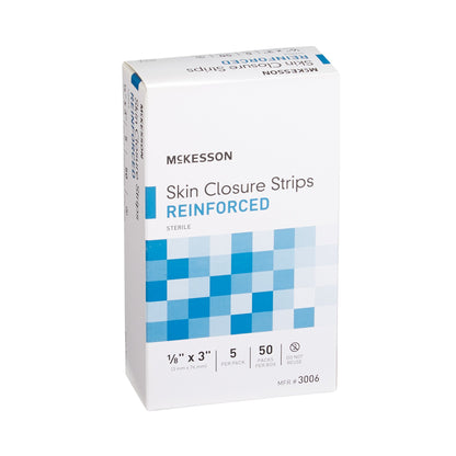McKesson Skin Closure Strip 1/8 X 3 Inch Nonwoven Material Reinforced Strip White (876305_CS)