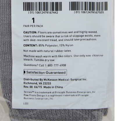 McKesson Terries™ Slipper Socks Unisex Adult 2X-Large Double Tread Single Patient Use Gray (558996_PR)