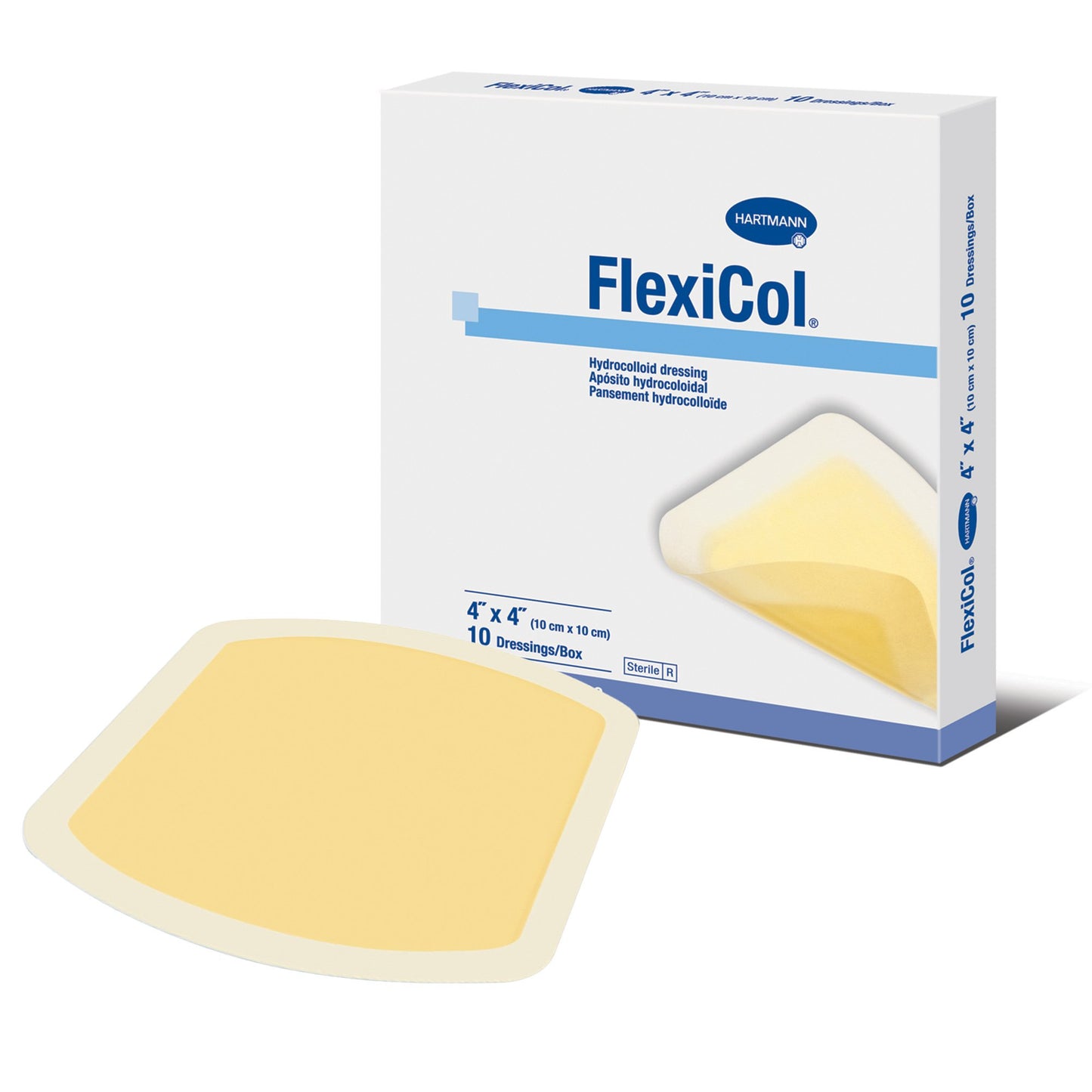 FlexiCol® Hydrocolloid Dressing Without Backing 4 X 4 Inch Square Hydrocolloid (764691_BX)