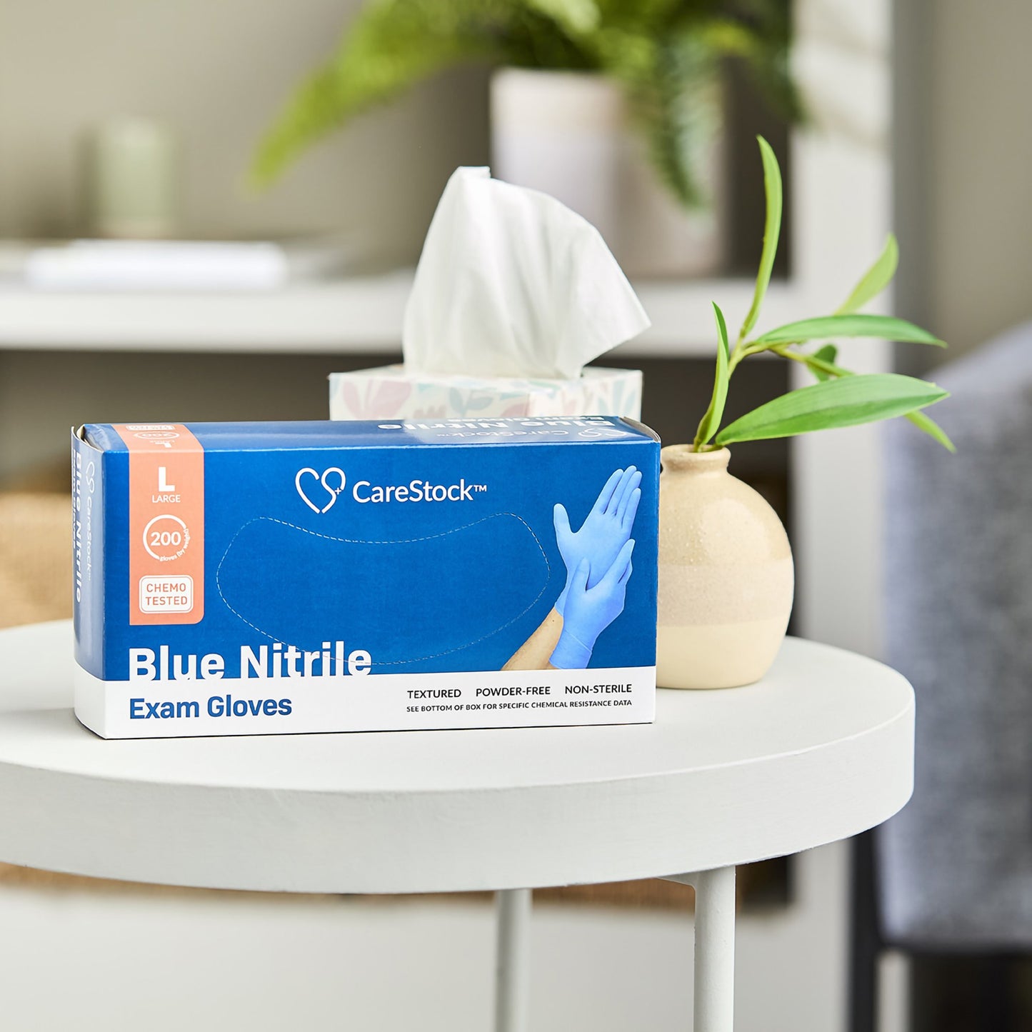 CareStock™ Exam Glove Large NonSterile Nitrile Standard Cuff Length Textured Fingertips Blue Chemo Tested (1230898_CS)