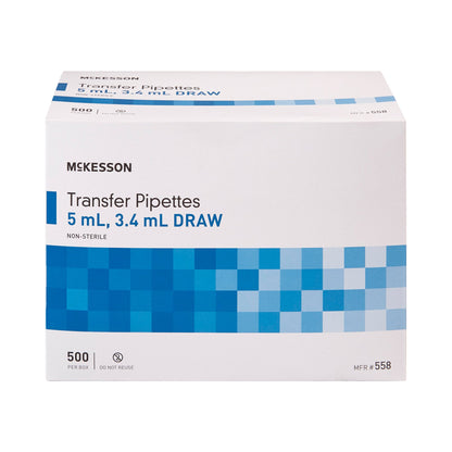 McKesson Transfer Pipette 5 mL 0.5 to 1 mL Graduation Increments NonSterile (911824_BX)