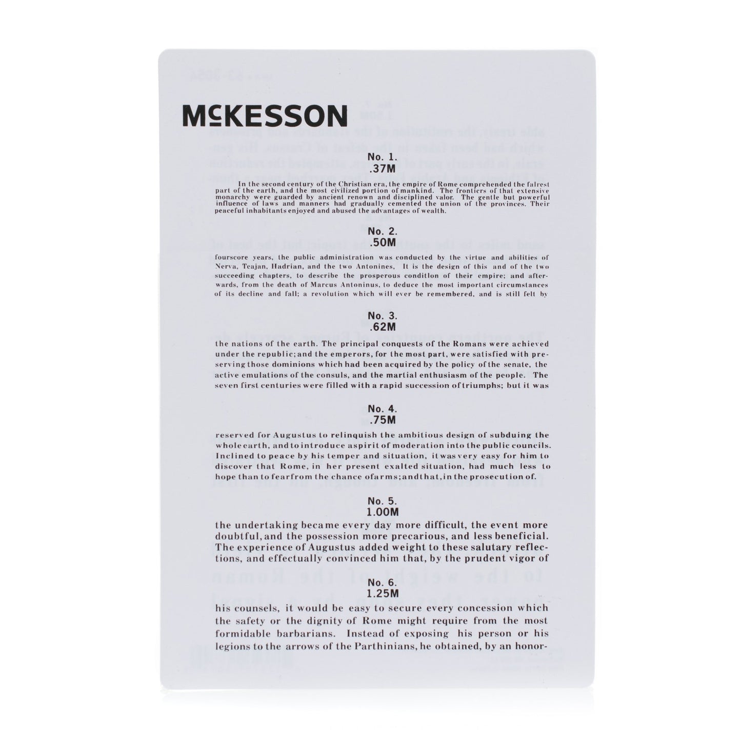 McKesson Vision Screening Card 12 Inch Distance Acuity Test (1038456_EA)
