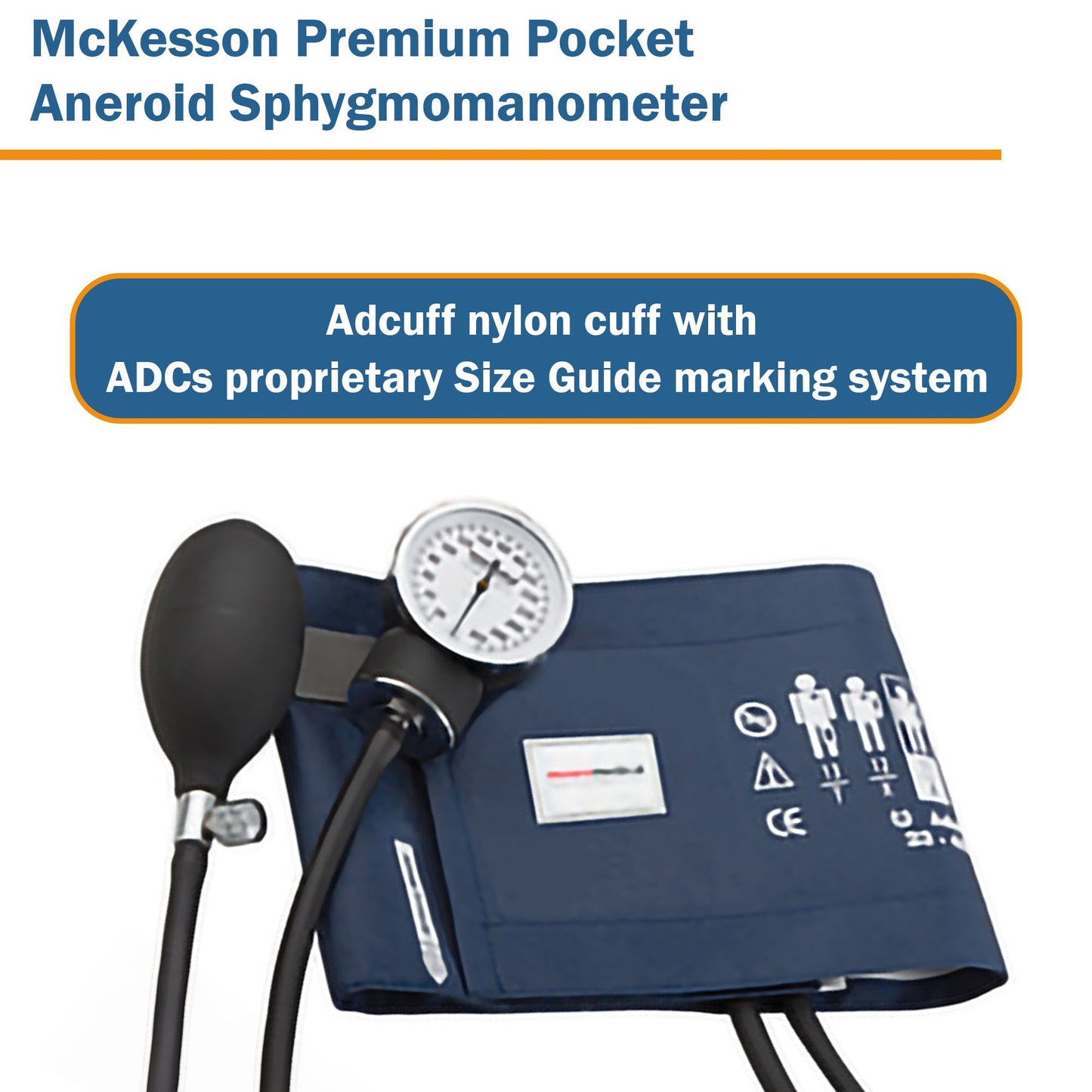 McKesson Premium Aneroid Sphygmomanometer Unit Adult Cuff Nylon Cuff 23 - 40 cm Pocket Aneroid (1067616_EA)