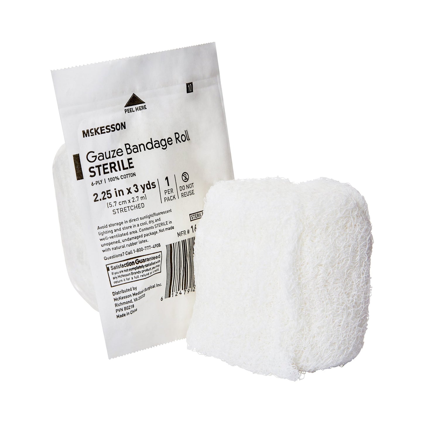 McKesson Fluff Bandage Roll 2-1/4 Inch X 3 Yard 6-Ply Sterile 1 per Pouch (1056324_CS)