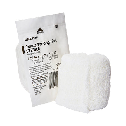 McKesson Fluff Bandage Roll 2-1/4 Inch X 3 Yard 6-Ply Sterile 1 per Pouch (1056324_CS)