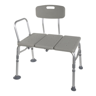 McKesson Knocked Down Bath Transfer Bench Removable Arm Rail 17-1/2 to 22-1/2 Inch Seat Height 400 lbs. Weight Capacity (1128904_EA)