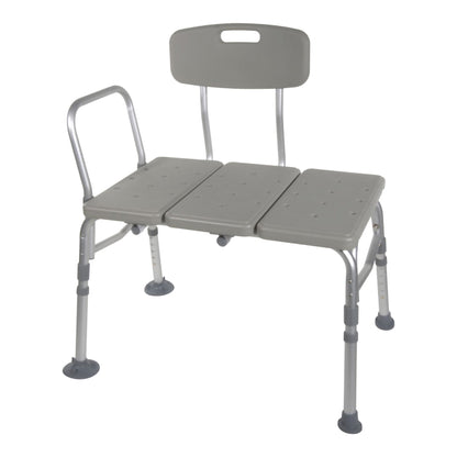 McKesson Knocked Down Bath Transfer Bench Removable Arm Rail 17-1/2 to 22-1/2 Inch Seat Height 400 lbs. Weight Capacity (1128904_EA)