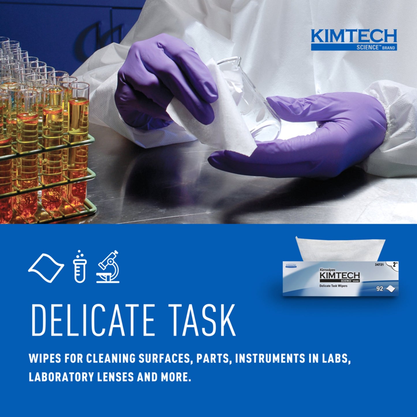 Kimtech Science Kimwipes Delicate Task Wipe Light Duty 90 Count Box 14-7/10 X 16-3/5 Inch NonSterile Disposable (52386_CS)