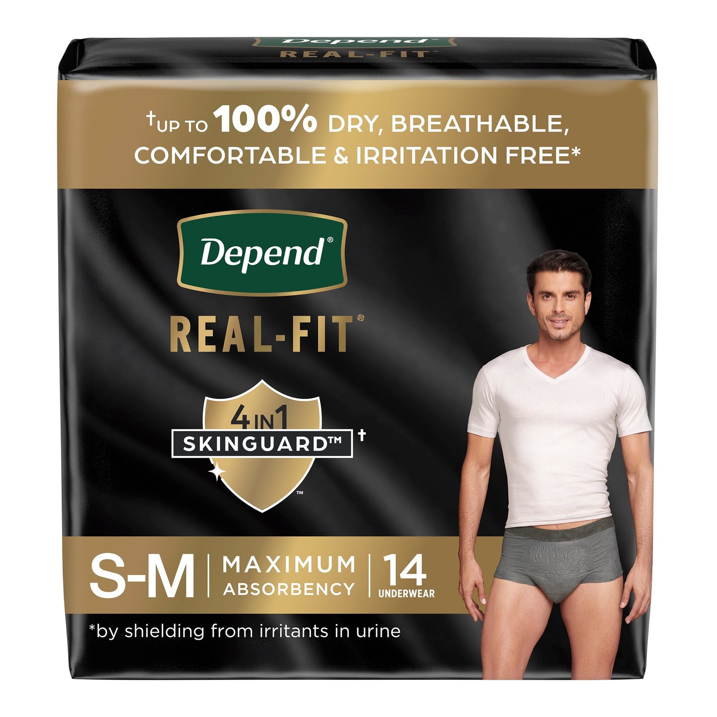 Depend® Real Fit® Male Adult Absorbent Underwear Waistband Style Small / Medium Disposable Heavy Absorbency (1246165_PK)