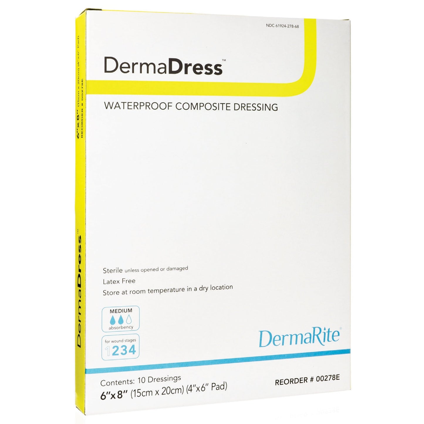 DermaDress™ Composite Dressing 6 X 8 Inch Rectangle Sterile Waterproof Film Backing (727078_BX)