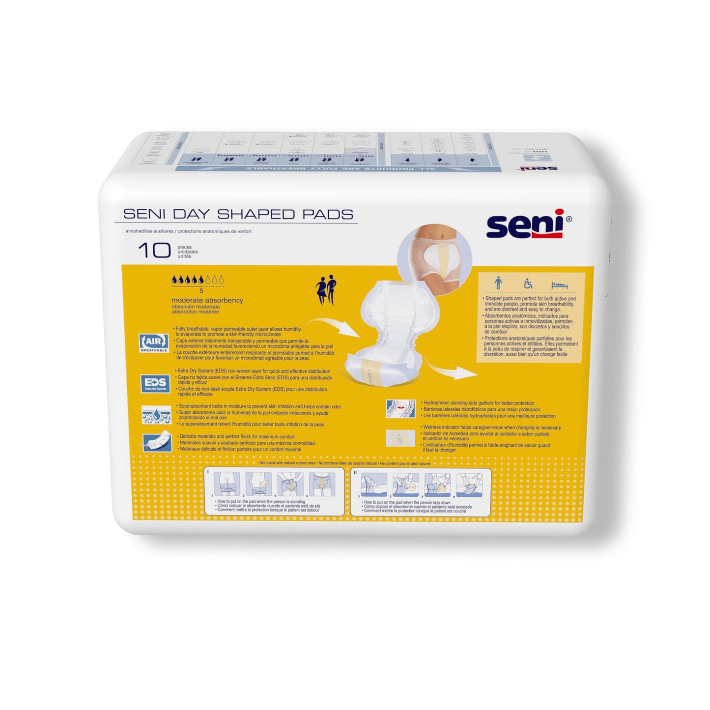 Seni® Shaped Day Pads Incontinence Liner 25 Inch Length Moderate Absorbency Super Absorbent Core One Size Fits Most (1223799_CS)
