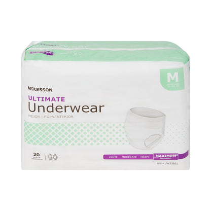 McKesson Unisex Adult Absorbent Underwear Pull On with Tear Away Seams Medium Disposable Heavy Absorbency (1123835_CS)