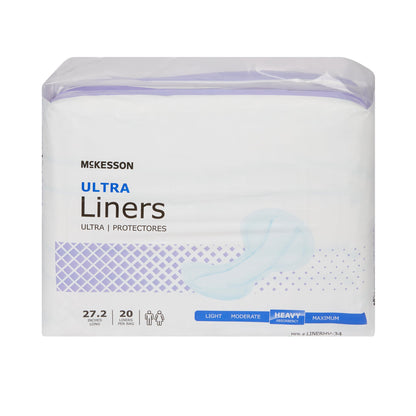 McKesson Ultra Incontinence Liner 27-1/5 Inch Length Heavy Absorbency Polymer Core One Size Fits Most (1187898_BG)