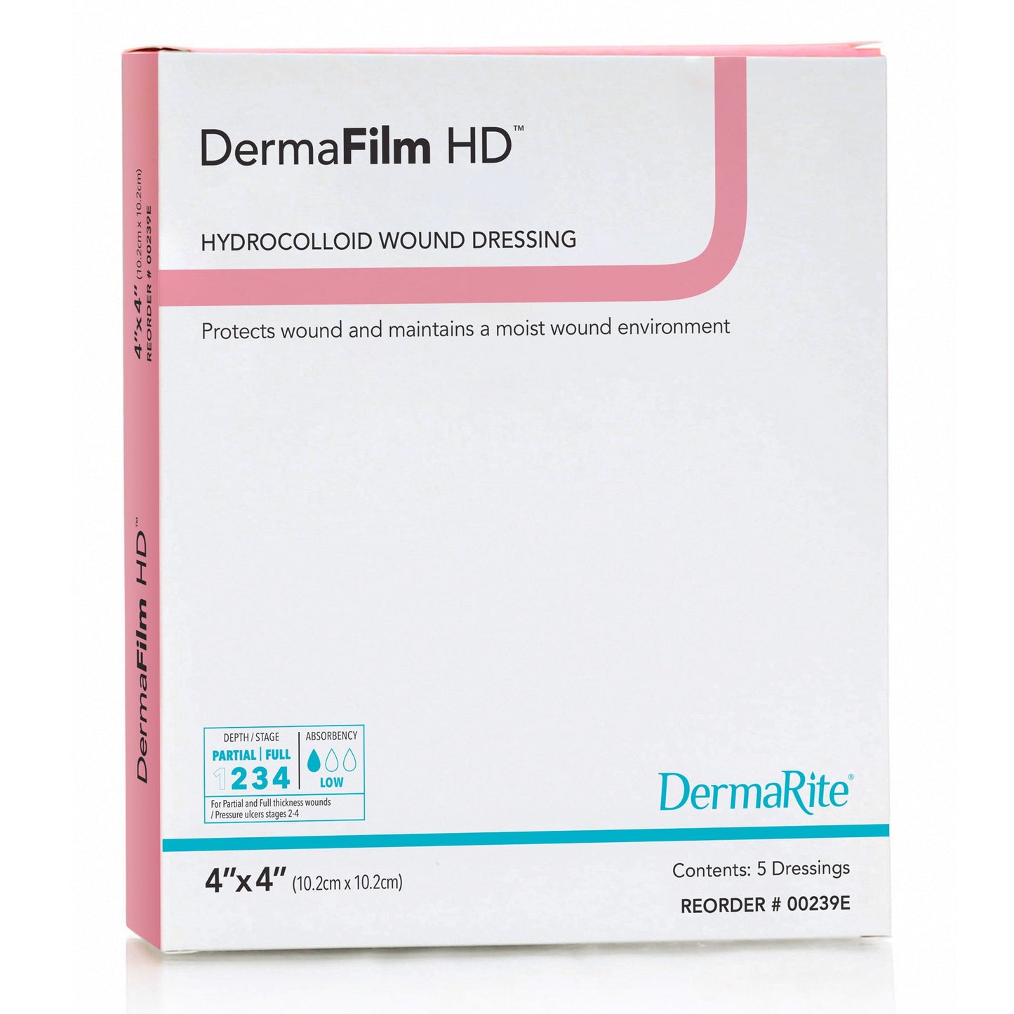 DermaFilm® HD Hydrocolloid Dressing Film Backing 4 X 4 Inch Square Hydrocolloid / Film (584130_EA)