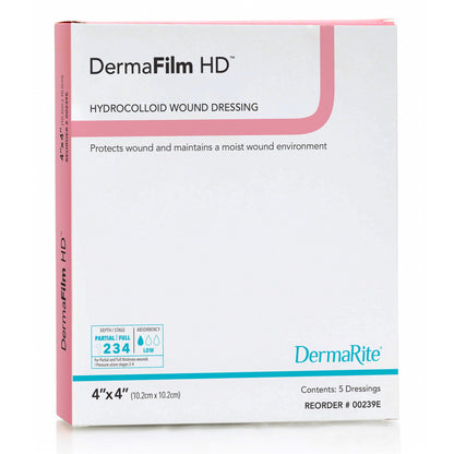 DermaFilm® HD Hydrocolloid Dressing Film Backing 4 X 4 Inch Square Hydrocolloid / Film (584130_BX)