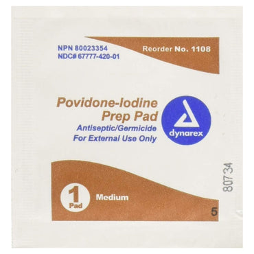 Dynarex® PVP Prep Pad 10% Strength Povidone-Iodine Individual Packet Medium NonSterile (632679_EA)