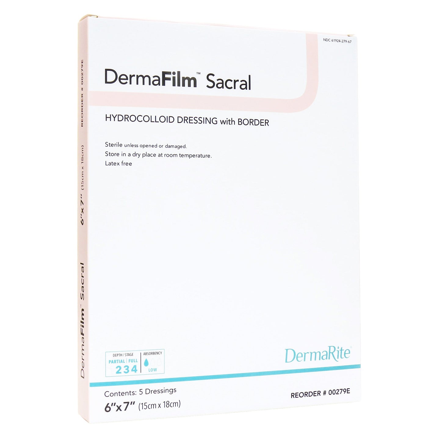 DermaFilm® Hydrocolloid Dressing Film Backing 6 X 7 Inch Sacral Hydrocolloid / Film (855205_EA)