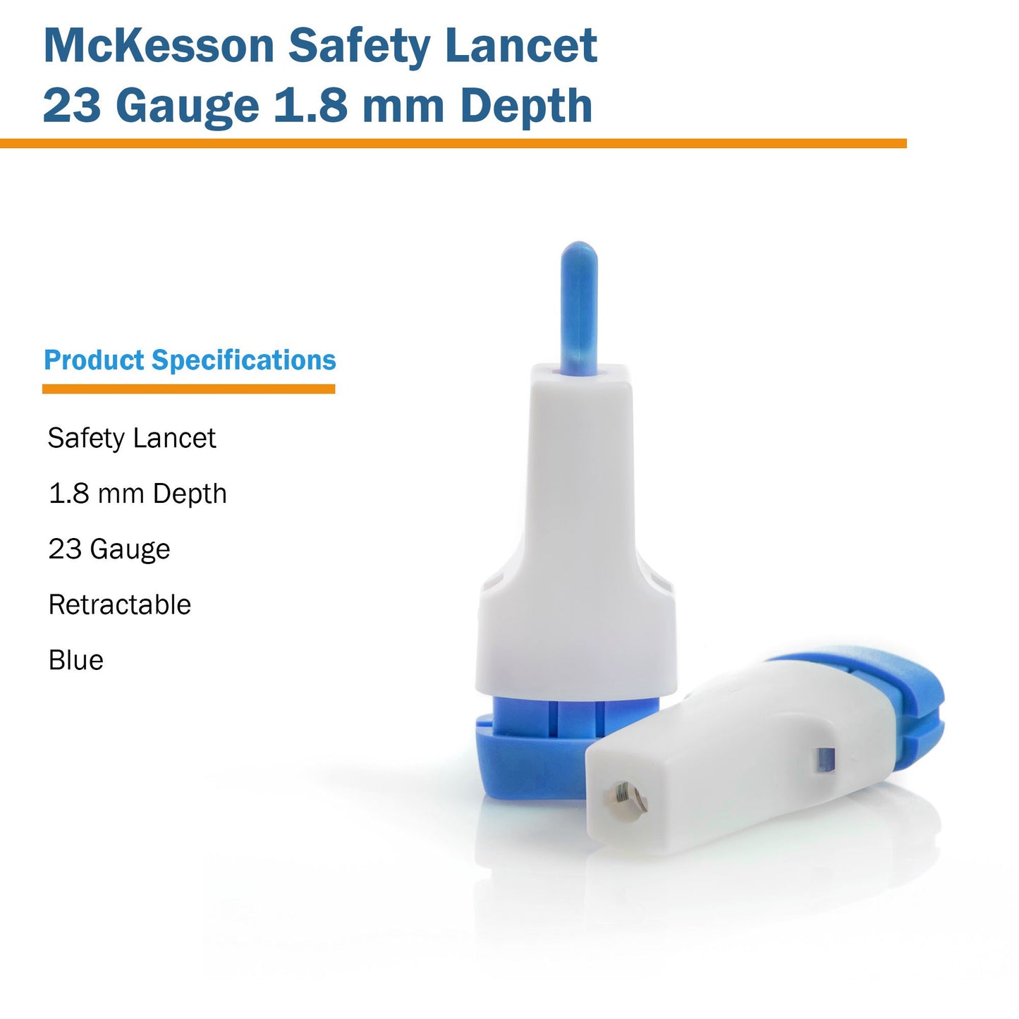 McKesson Safety Lancet 23 Gauge Retractable Push Button Activation Finger (1217990_CS)